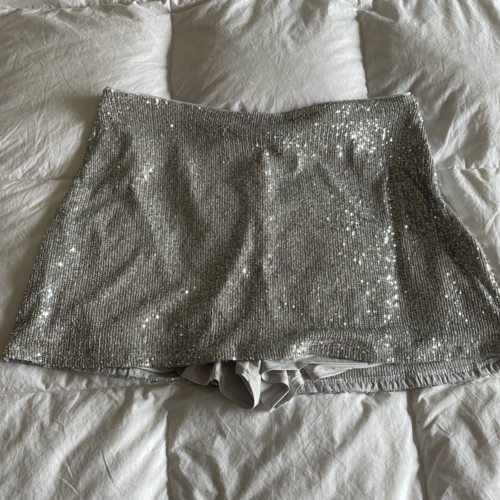 Abercrombie & Fitch Silver Sequin Mini Skirt